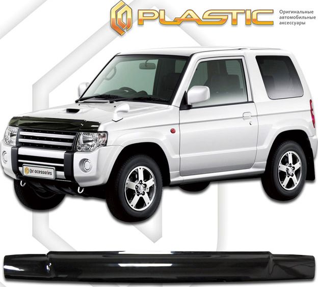 Дефлектор СА Пластик для капота (Classic черный) Mitsubishi Pajero Mini H53 2008–2012. Артикул 2010010109028