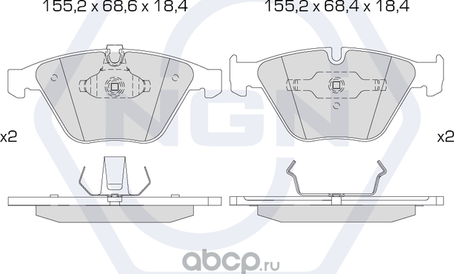 Колодки тормозные керамические, передние (NGN). Артикул 3501620
