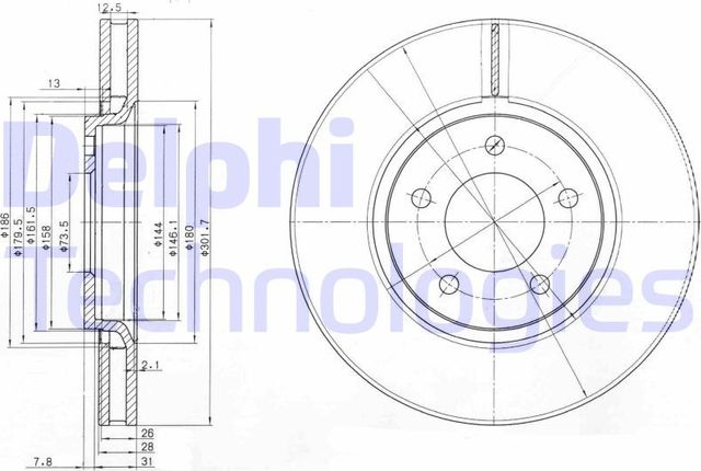 Тормозной диск Delphi передний для Dodge Caravan IV 2000-2007. Артикул BG3716