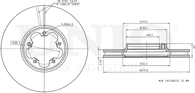 Диск тормозной (Unio). Артикул BRD-20198