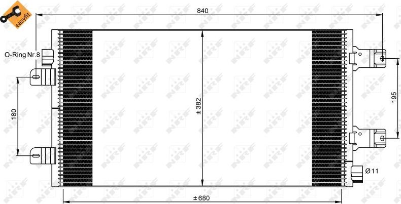 Радиатор кондиционера (конденсатор) NRF (алюминий). Артикул 35880
