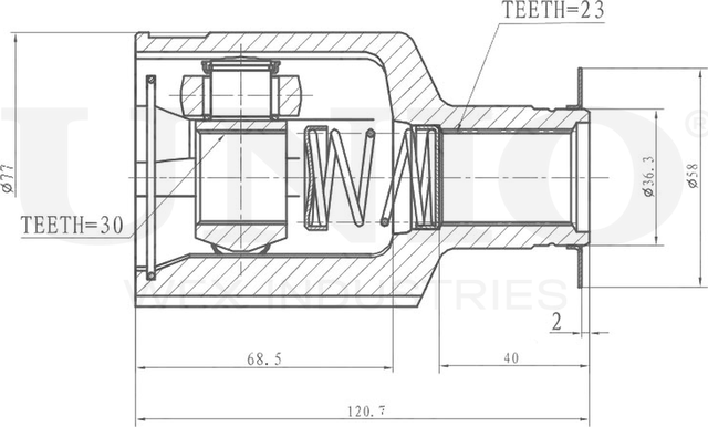 ШРУС внутренний (Unio). Артикул CVJ-30190