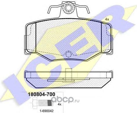 КОЛОДКИ ДИСКОВЫЕ (Icer). Артикул 180804