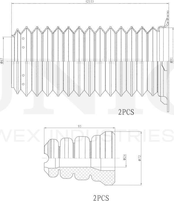 Отбойник и пыльник амортизатора, комплект (Unio). Артикул DUC-50073