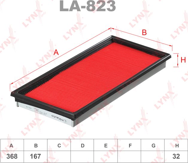 Воздушный фильтр LYNXauto. Артикул LA-823