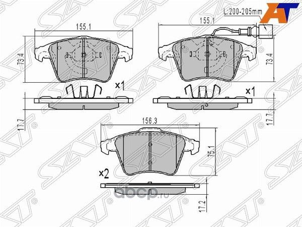 Колодки тормозные FR VW TOUAREG 02- (SAT). Артикул ST7L6698151B