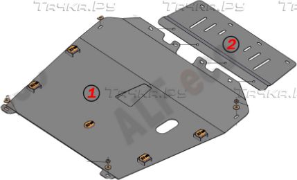 Защита Alfeco для картера и КПП Toyota Harrier 1997-2003. Артикул ALF.24.150st