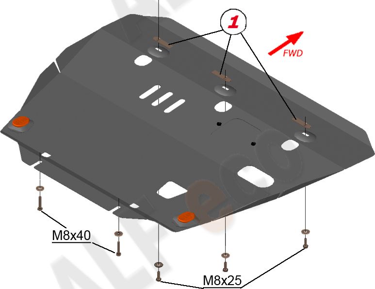 Защита алюминиевая Alfeco для картера и КПП Dongfeng S30 2014-2017. Артикул ALF.58.01al