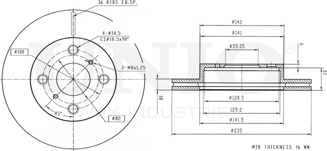 Диск тормозной (Unio). Артикул BRD-20145
