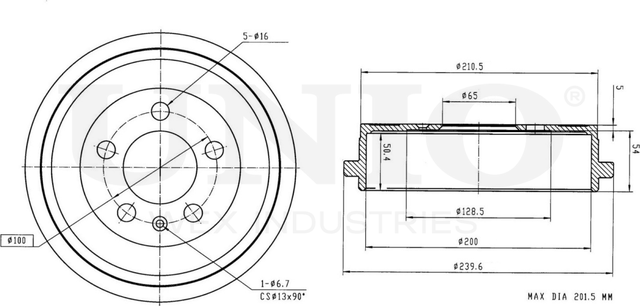 Барабан тормозной (Unio). Артикул BRD-10006