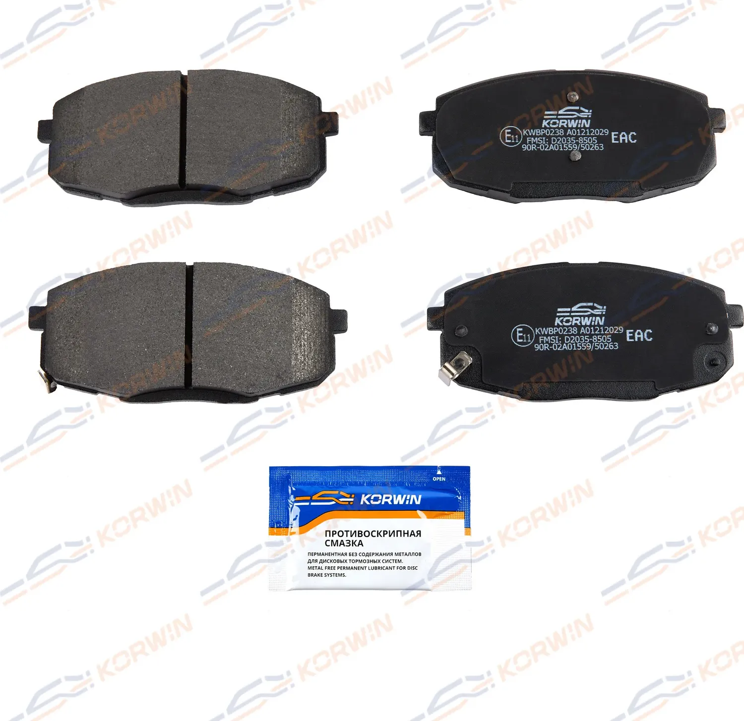 Колодки тормозные перед. Hyundai Creta 16-/i30 07-/Kia Ceed 06 (Korwin). Артикул KWBP0238