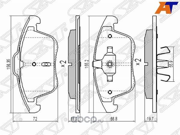 Колодки тормозные FR FORD MONDEO 07-14 (SAT). Артикул ST1566232