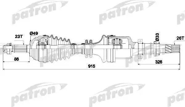 Полуось (привод в сборе, приводной вал) Patron. Артикул PDS0266
