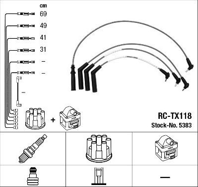 Высоковольтные провода (провода зажигания) (комплект) NGK для Toyota Corolla E100 1992-1995. Артикул 5383