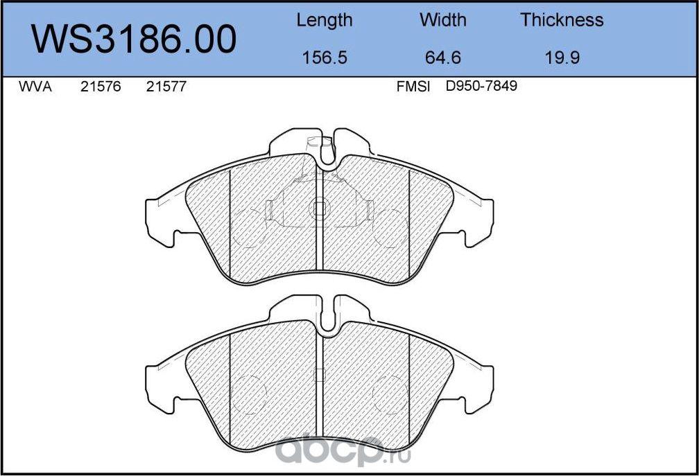 Колодки тормозные дисковые | перед | (Jeenice). Артикул WS3186.00