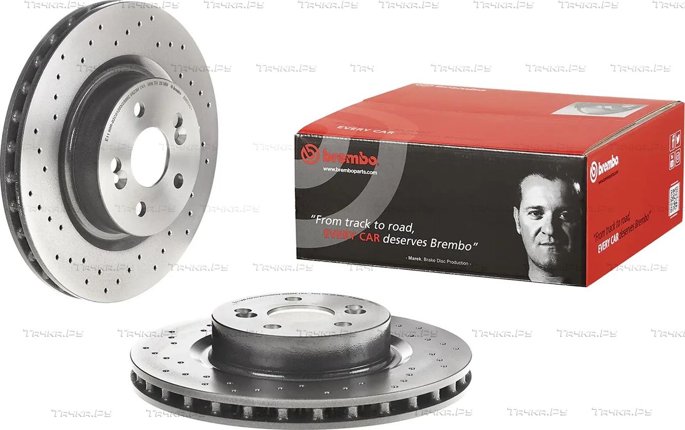 Тормозной диск Brembo PRIME LINE - UV Coated передний для Renault Megane II 2002-2009. Артикул 09.8904.21