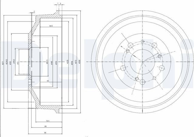 Тормозной барабан Delphi задний для Citroen C25 1981-1994. Артикул BF153