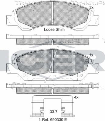 Тормозные колодки Icer передние для Chevrolet Silverado I (GMT800) 1999-2007. Артикул 182138