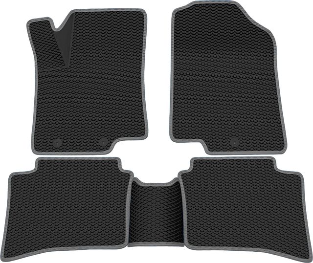 Коврики Rezkon 3D EVA Ромб резиновые для салона Kia Rio III 2011-2017 Серый кант. Артикул 9221020202