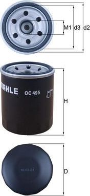 Масляный фильтр Mahle. Артикул OC 495