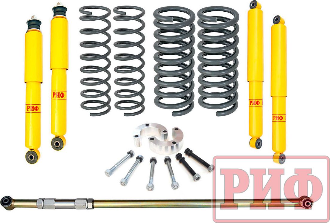 Лифт-комплект РИФ R-AIR для ВАЗ Нива 21214 1977-2020, лифт 25 мм, нагрузка пружин +0-50 кг. Артикул RIF-NVA-EA