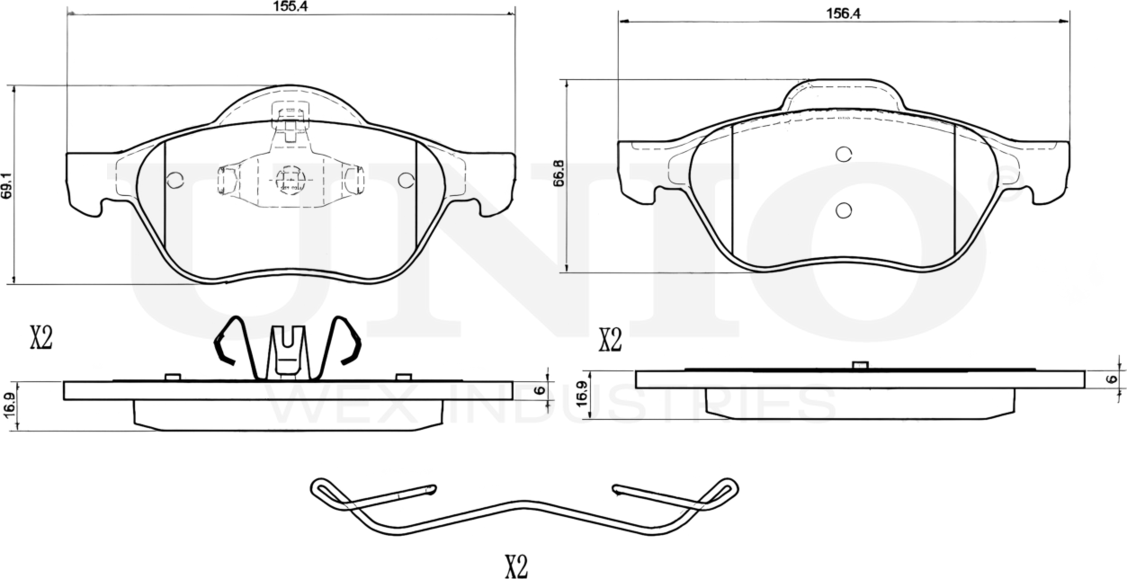 Колодки тормозные дисковые, комплект (Unio). Артикул BRP-20365