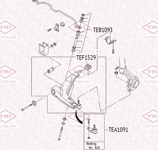 Сайлентблок рычага | перед прав/лев | (Tatsumi). Артикул TEF1529