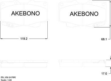 Тормозные колодки Akebono Standard. Артикул AN-547WK