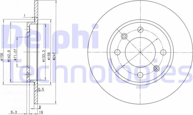 Тормозной диск Delphi задний для Peugeot 106 I 1996-2004. Артикул BG2800