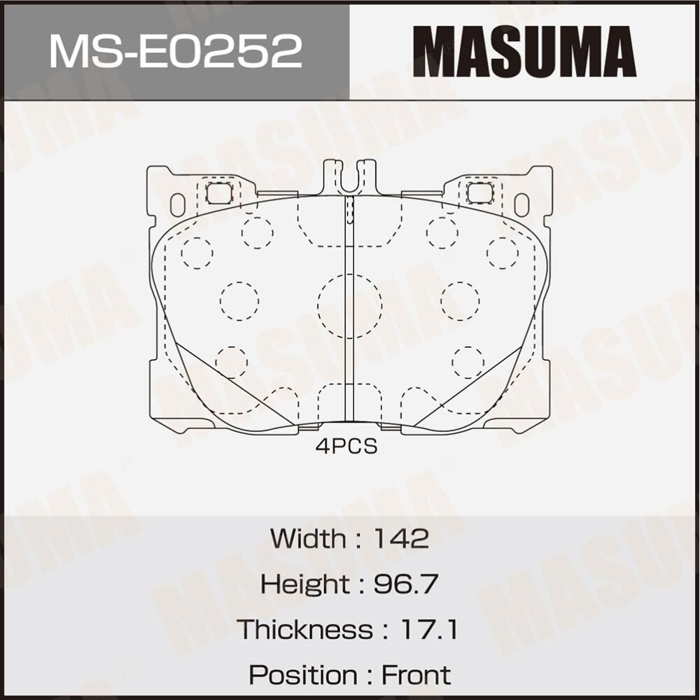 Колодки дисковые MASUMA, PN0695 front. Артикул MSE0252