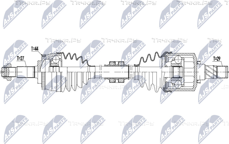 Полуось (привод в сборе, приводной вал) NTY передняя левая для Nissan Primera P12 2002-2008. Артикул NPW-NS-140