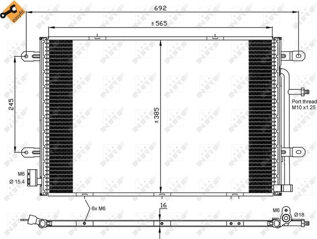 Радиатор кондиционера (конденсатор) NRF EASY FIT. Артикул 35841