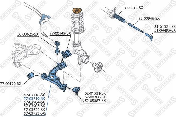Поперечный рычаг передней подвески Stellox. Артикул 57-03719-SX