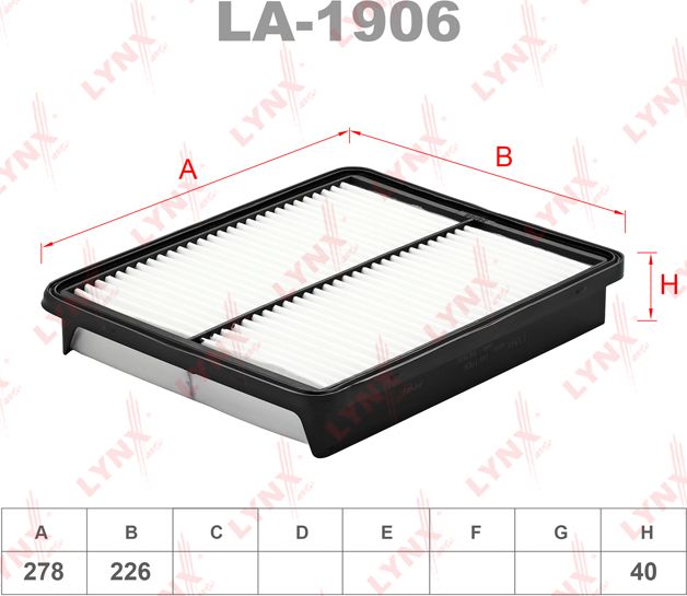 Воздушный фильтр LYNXauto. Артикул LA-1906