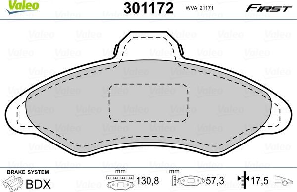 Тормозные колодки Valeo First передние для Ford Orion III 1990-1993. Артикул 301172