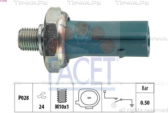 Датчик давления масла Facet Made in Italy - OE Equivalent для Volkswagen Tiguan I 2010-2018. Артикул 7.0196