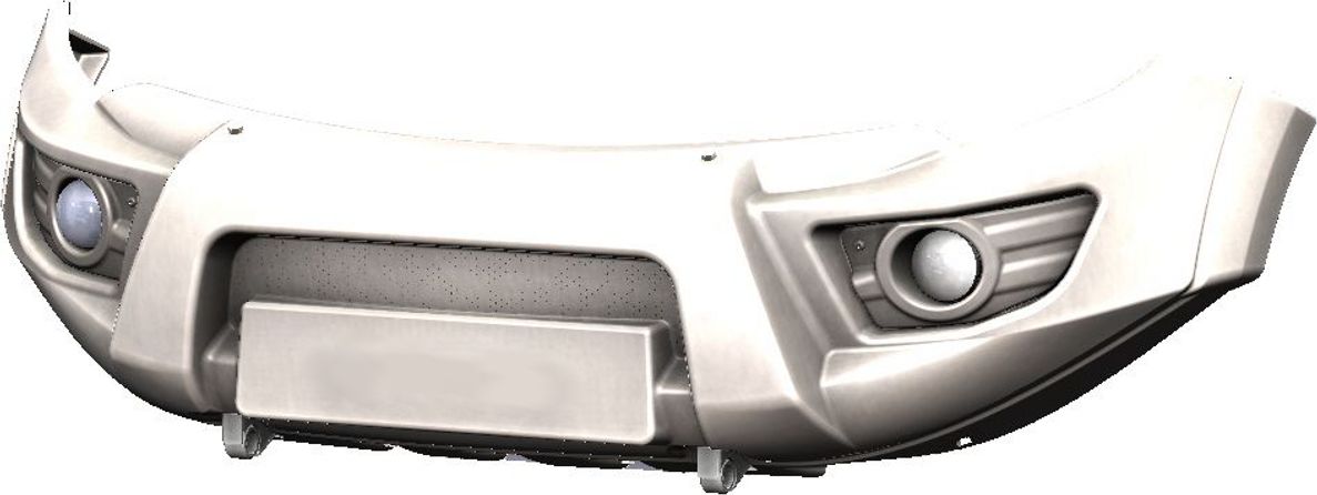 Бампер силовой АВС-Дизайн передний для Mitsubishi L200 V 2015-2018 (кроме компл-и INVITE). УСИЛЕННЫЙ, с гнездами под штатную оптику, белый. Артикул ABC.MCCL200.FB.09W