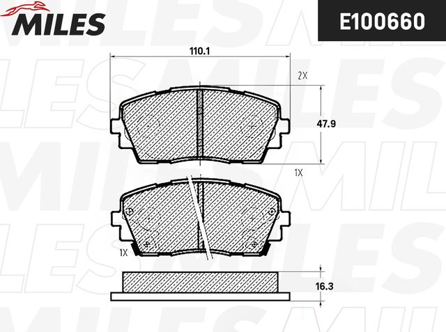 Тормозные колодки Miles (Semi-Metallic). Артикул E100660