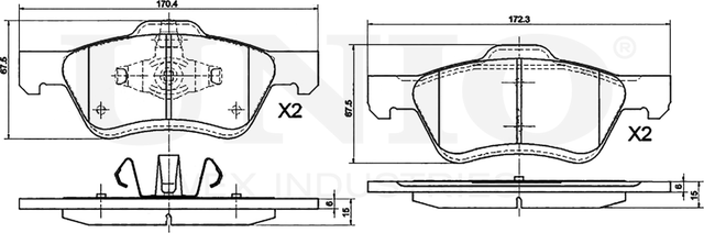 Колодки тормозные диск. передние Ford Maverick II 01-, Mazda Tribute 03- (Unio). Артикул BRP-20004