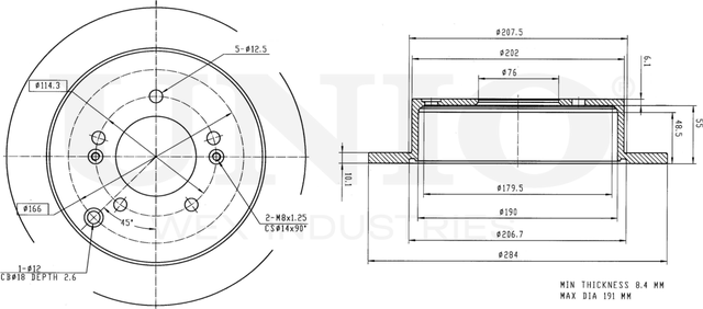 Диск тормозной (Unio). Артикул BRD-20027