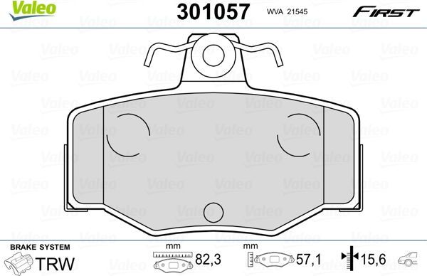 Тормозные колодки Valeo First. Артикул 301057