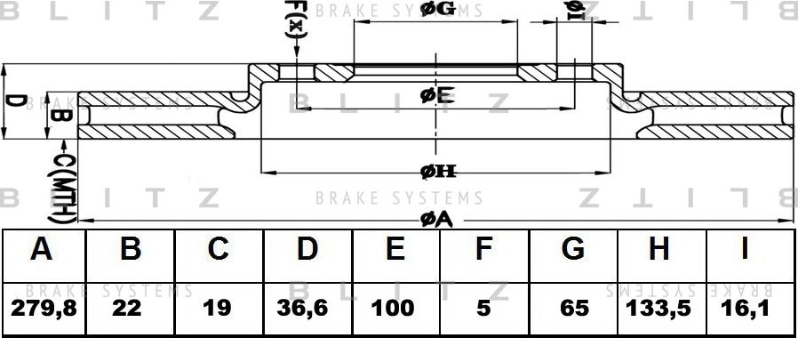 Диск тормозной передний вентилируемый Audi A3 1996-, Volkswagen Golf/Bora 1996 (Blitz). Артикул BS0152