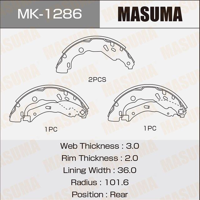Колодки барабанные MASUMA MICRA/ K13K (1/12) Masuma. Артикул MK1286