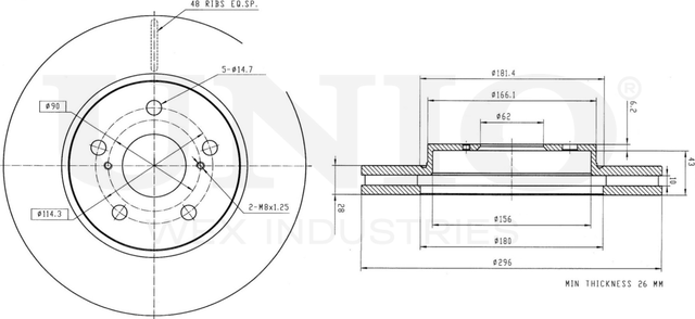 Диск тормозной (Unio). Артикул BRD-20247