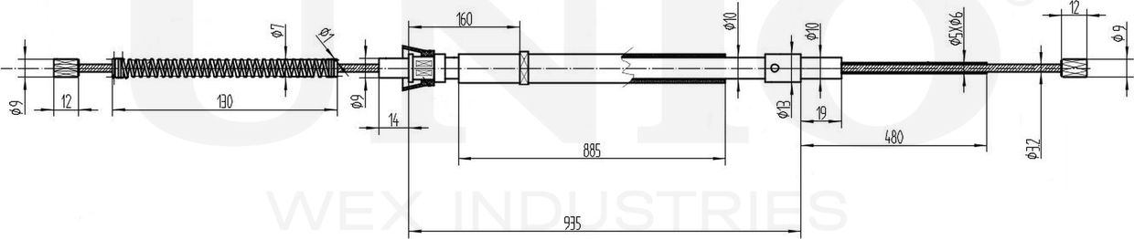 Трос ручного тормоза (Unio). Артикул CAB-60011