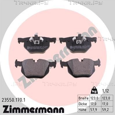 Тормозные колодки Zimmermann задние для BMW X1 I (E84) 2009-2015. Артикул 23550.170.1