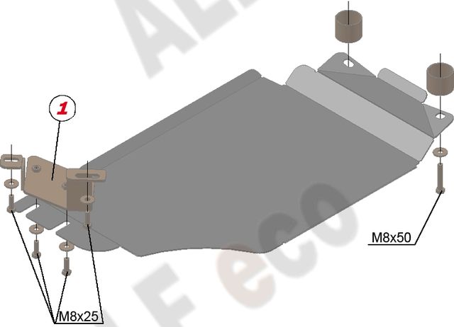 Защита алюминиевая Alfeco для АКПП Subaru XV I 2011-2017. Артикул ALF.22.38 AL4