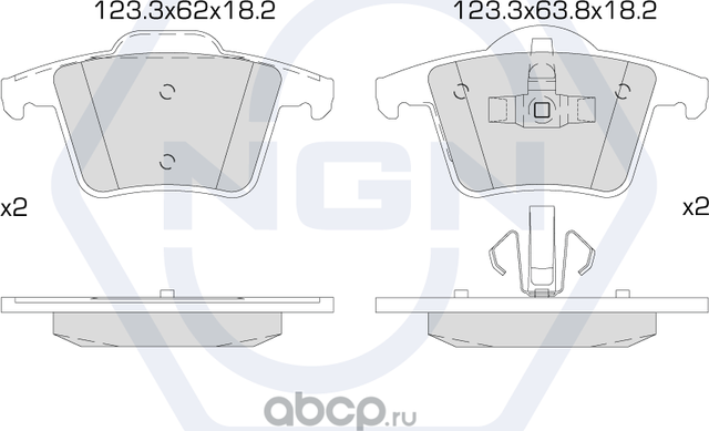 Колодки тормозные керамические, задние (NGN). Артикул 3501773
