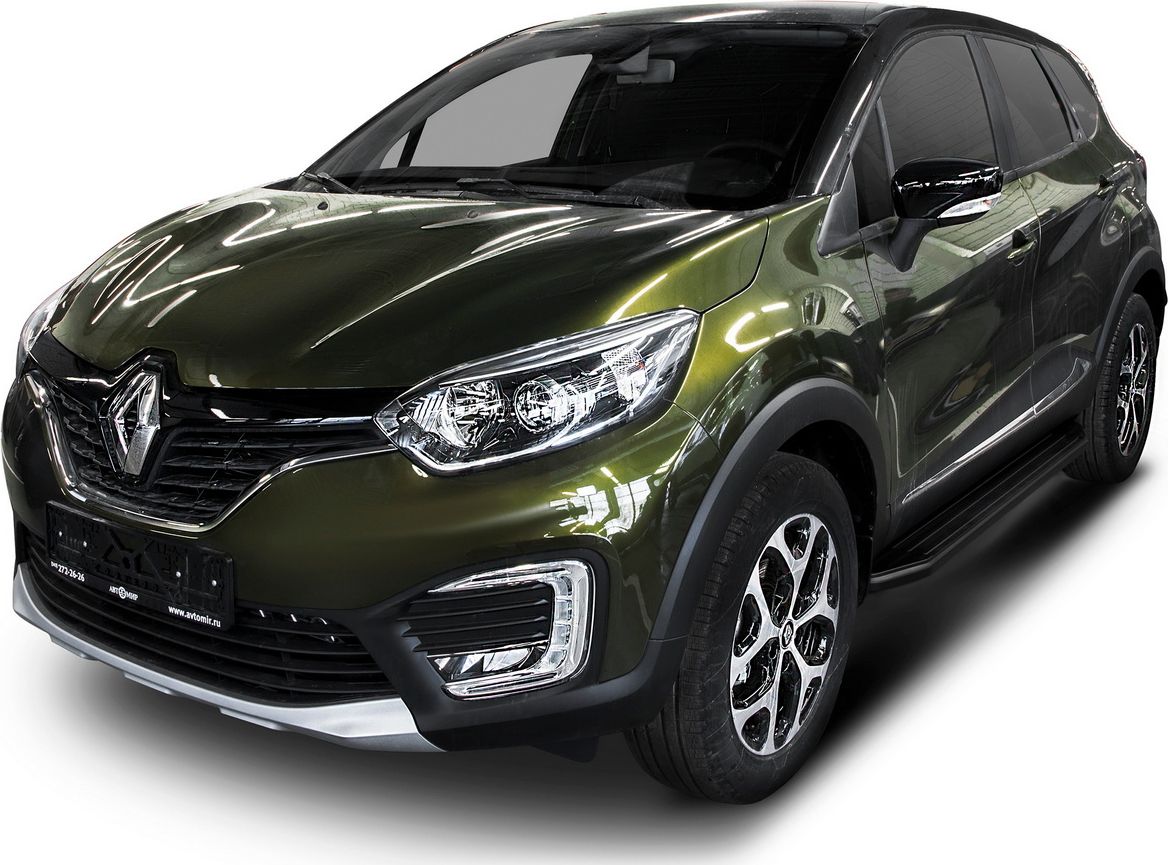 Пороги алюминиевые Rival Premium-Black для Renault Kaptur 2016-2020. Артикул A173ALB.4703.1