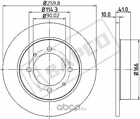 Тормозные диски задн.невентил.BD0398 (Bapco). Артикул BD0398
